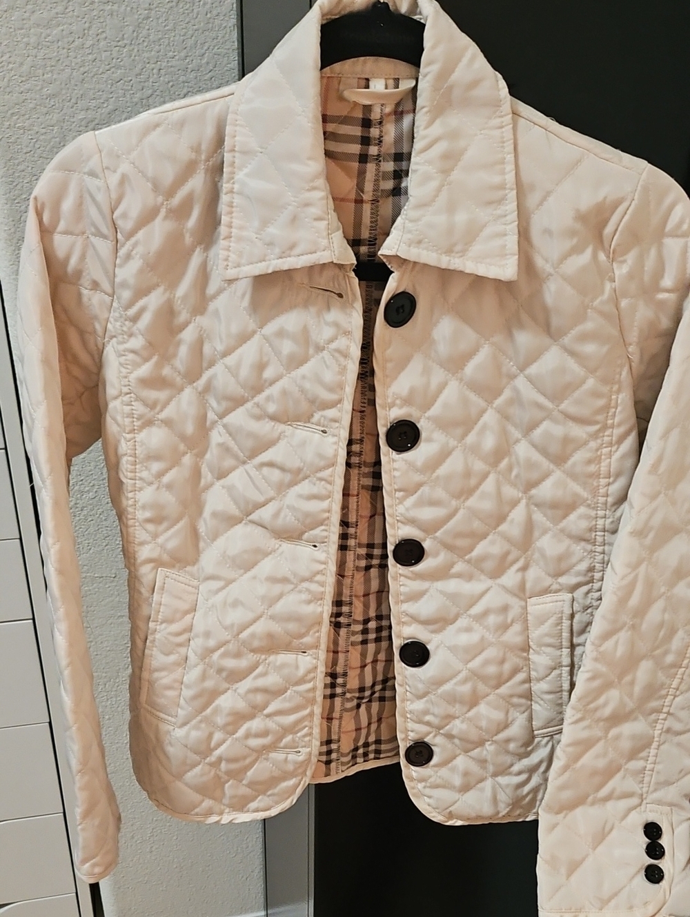 Quilted Plaid Burberry Style All Weather Jacket Small